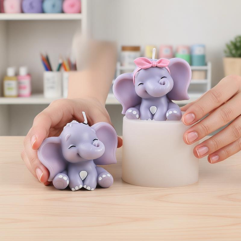 Soap Making Designs - แม่พิมพ์เทียนซิลิโคนรูปช้าง 3 มิติ น่ารัก ใช้งานง่าย นำกลับมาใช้ใหม่ได้
