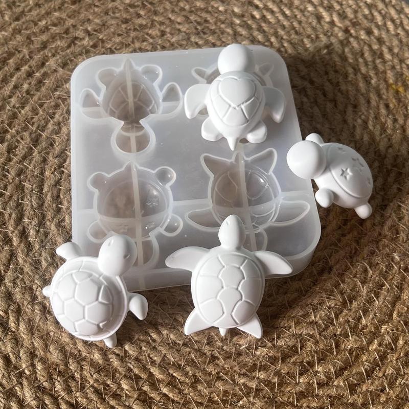 Soap Making Designs - แม่พิมพ์ซิลิโคนรูปเต่าสี่ตัว สำหรับทำของตกแต่งรูปหัวใจ ดาว เปลือกหอย แม่พิมพ์เรซิ่นอีพ็อกซี่ แม่พิมพ์สบู่เทียนหอมรูปสัตว์