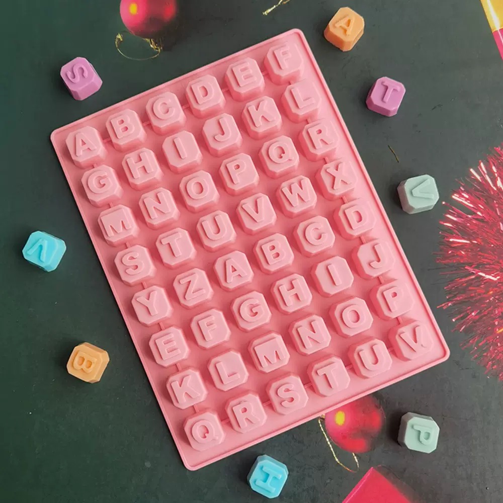 Soap Making Designs - 48 ตัวอักษร Enghish ตัวอักษรตัวอักษรซิลิโคนแม่พิมพ์สบู่แม่พิมพ์เค้ก Cupcake Bakeware